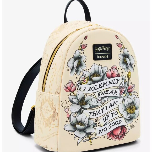 Loungefly Harry Potter Marauder's Map Floral Mini Backpack NWT - Picture 2 of 4